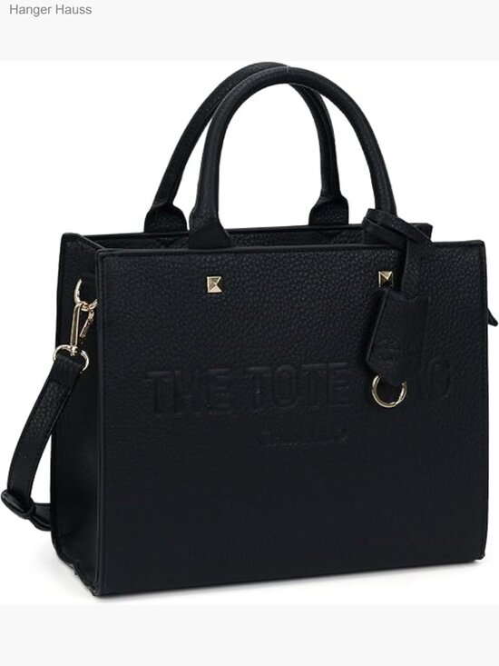 Handbags - Faux Leather Satchel Tote Bag with Shoulder Strap, 4 Compartments, Zip Closure,